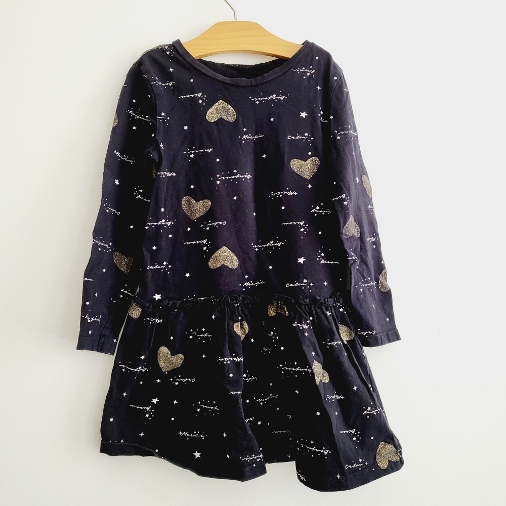 BCBG black dress with gold hearts size 4/5
